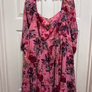 Torrid Mini Chiffon Tiered Pink Floral Dress